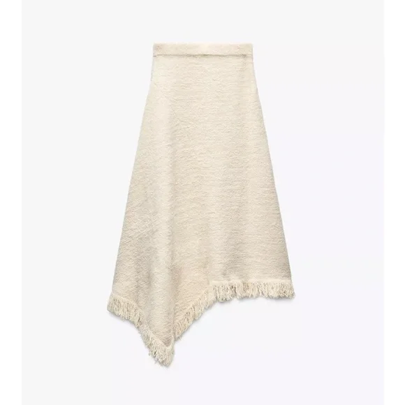 Zara Cream Asymmetrical Skirt - Picture 5 of 8